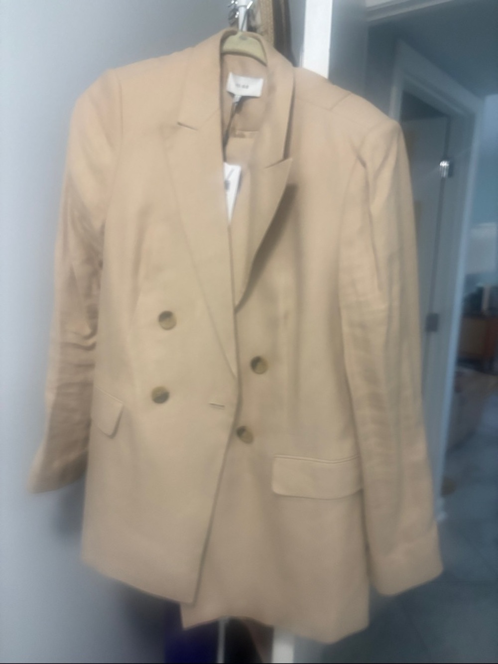 Reiss Double-Breasted Tan Blazer